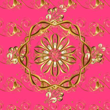 2019 Noel 'i, kar tanesi, yeni yıl. Altın elementlerle bej, kahverengi ve pembe renklerde klasik, pürüzsüz desen.