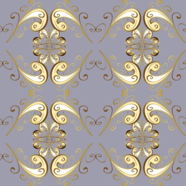 Kusursuz ortaçağ çiçek deseni. Doğum günü kartı, davetiye ya da afiş için iyidir. Dekoratif simetri arabesk. Bej, gri ve sarı renklerde altın.