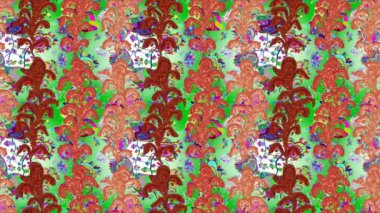 Renkli unsurlarla hareketli arka plan görüntüleri. Çiçekler. Eski model. Bayrak tarzı. Video kaydı. Şablon. Döngü. Kusursuz..