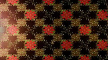 Renkli unsurlarla hareketli arka plan görüntüleri. Çiçekler. Eski model. Bayrak tarzı. Video kaydı. Şablon. Döngü. Kusursuz..
