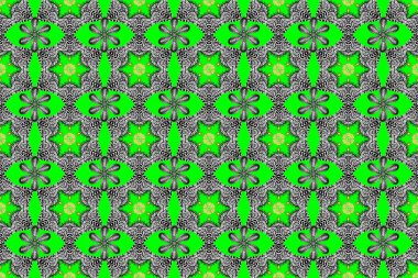 Yeşil, gri ve siyah el çizimi desen. Sanat ilham verici, gri ve siyah renkli çiçekler ve yapraklar. Raster deseni. Karalama çiçekleri kusursuz desen.