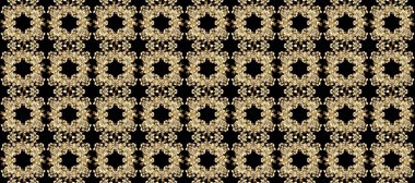 Siyah, kahverengi ve arka planda bej. Barok tarzında doğulu süsü. Raster geleneksel klasik altın desen.