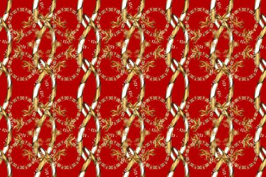 Kusursuz klasik altın desen. Kırmızı, bej ve kahverengi renklerde altın desenli altın elementler. Raster geleneksel oryantasyon süsü.