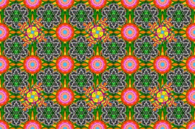 Duvar kağıdı, web sitesi arka planı, ambalaj kağıdı, davetiye, broşür, afiş veya web sitesi için kusursuz çiçek deseni kullanılabilir. Karalama elementleri. El çizimi Raster illüstrasyonu.