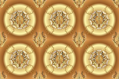 Kahverengi ve bej renkler üzerine çizilmiş zendogru elin renkli mandala raster dairesi.