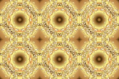 Tarafsız, bej ve sarı renklerde altın tekrarlayan elementlerle soyut arkaplan. Kusursuz oryantal klasik altın desen.