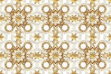 Klasik klasik klasik arka plan. Kusursuz klasik raster altın desenli. Altın elementlerle bej, nötr ve beyaz renklerde kusursuz desen. Raster illüstrasyonu. Geleneksel oryantasyon süsü.