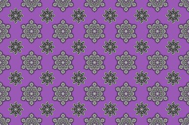 Raster hediye çeki şablonu siyah, mor ve gri renkte mandala süslemesi..