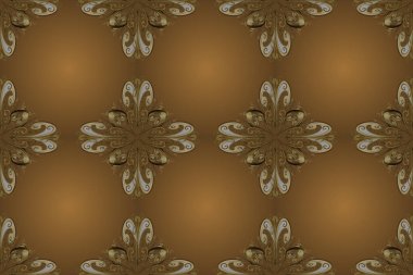 Sevimli, pürüzsüz bir arka plan. Klasik lüks, eski moda İspanyol süsü, duvar kağıtları, tekstil ve ambalaj için kraliyet Victoria dönemi dikişsiz dokusu. Raster. Bej rengi, kahverengi renkler