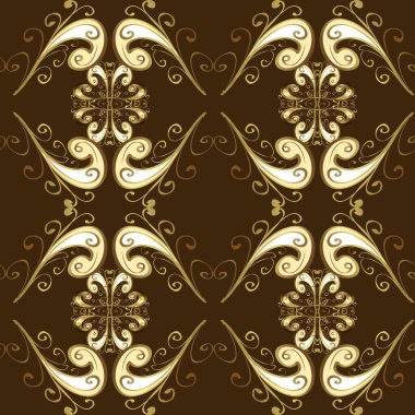 Doğulu süsü. Altın desen. Altın elementli bej, mor ve sarı desenler.