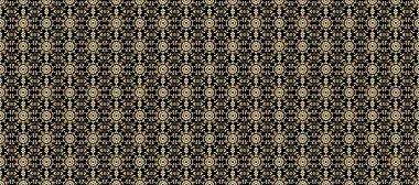 Raster illüstrasyonu. Kusursuz altın desenli bukleler. Altın elementli siyah, bej ve kahverengi renkler. Doğu tarzı arabesk. Raster altın desen.
