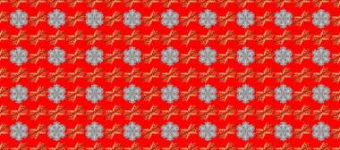 Damask arkaplanı. Barok tarzında altın kırmızısı, gri ve turuncu çiçek süsü. Altın çiçekli duvar kağıdı. Altın element kırmızı, gri ve turuncu renklerde. Kusursuz desen.
