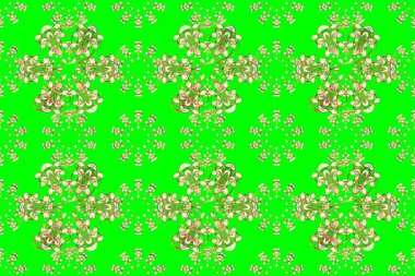 Geleneksel oryantasyon süsü. Beyaz ve yeşil renklerdeki altın desenli altın elementler. Kusursuz klasik raster altın desenli. Klasik vintage arkaplan.