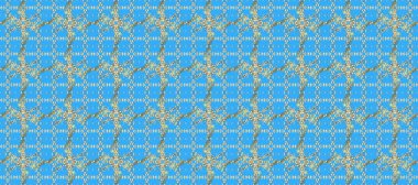 Arabesk dokusu soyut vintage arkaplan, döşeme yüzeyi süsleme deseni. Kahverengi, mavi ve sarı renkli desen. Renkli Portekiz fayanslarından muhteşem, pürüzsüz bir desen. Raster..