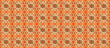 Senin tasarımın için, duvar kağıdı. Turuncu ve bej renklerde altın desenli altın çiçekli desenler. Altın rengi, kusursuz çizim. Raster geometrik arkaplanı.