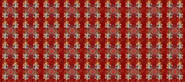 Duvar kâğıdı barok, İspanyol kumaşı. Kırmızı, kahverengi ve gri renklerde grafiksel, kusursuz desen. Kusursuz raster arka plan. Kusursuz çiçek deseni.