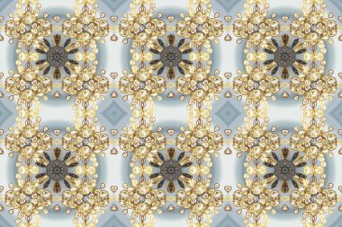 Raster illüstrasyonu. Tekrarlayan elementlerle soyut arkaplan oluşturun. Gri, bej ve altın elementli nötr renklerde altın pürüzsüz desen. Kusursuz, klasik altın desen..