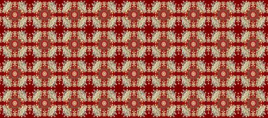 Süslü dantel. Çiçekli süslemeli, pürüzsüz bir desen. Doğu tarzında klasik tasarım öğesi. Duvar kâğıdı için altın süslü bir illüstrasyon. Kırmızı, bej, kahverengi renkler üzerine geleneksel Arapça dekoru.