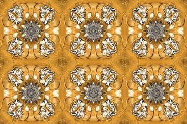 Sembol bayramı, yeni yıl kutlamaları, altın desenler. Sarı, kahverengi ve bej renklerde altın kar taneleri. Noel altın kar tanesi kusursuz desen. Kış kar dokusu duvar kağıdı.