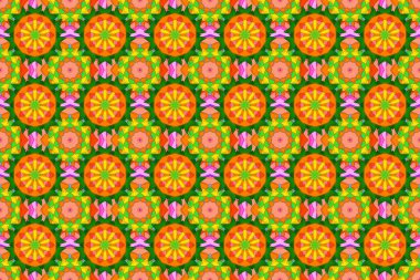 Kusursuz bir arka plan modeli. Suluboya, elle çizilmiş. Turuncu, sarı ve yeşil renkli vadi çiçekleri. Raster - stok.