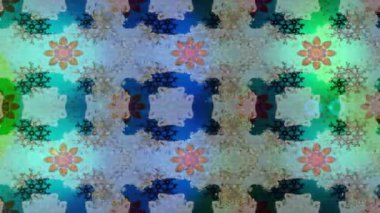 Renkli unsurlarla hareketli arka plan görüntüleri. Çiçekler. Eski model. Bayrak tarzı. Video kaydı. Şablon. Döngü. Kusursuz..