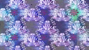 Renkli unsurlarla hareketli arka plan görüntüleri. Çiçekler. Eski model. Bayrak tarzı. Video kaydı. Şablon. Döngü. Kusursuz..