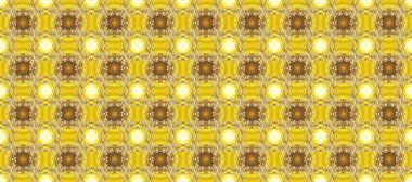Altın elementlerle bej, kahverengi ve sarı renklerde klasik, pürüzsüz desen. Raster illüstrasyonu.