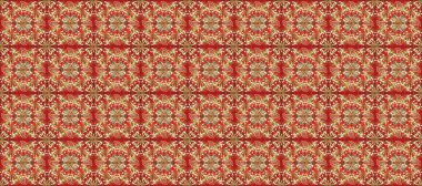 Raster illüstrasyonu. Kusursuz soyut bir arkaplan. Oriental raster klasik kırmızı, kahverengi ve altın desenli.