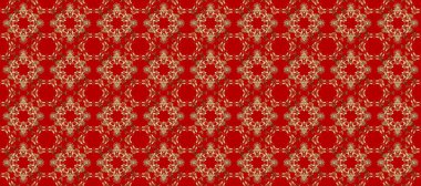 Dekoratif simetri arabesk. Raster illüstrasyonu. Kahverengi, bej ve kırmızı renklerde altın. Doğum günü kartı, davetiye ya da afiş için iyidir. Kusursuz ortaçağ çiçek desenleri..