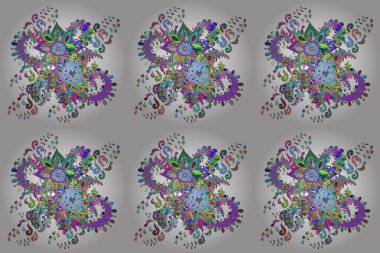 Raster illüstrasyonu. Kusursuz çiçek deseni duvar kâğıdı olarak kullanılabilir. Çiçekler mavi, beyaz ve yeşil renklerde.