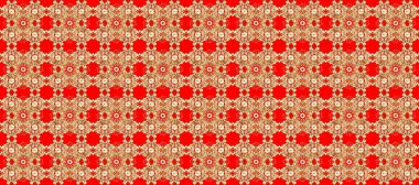 Lüks, kraliyet ve Viktorya dönemi konsepti. Süslü raster dekorasyonu. Turuncu, kırmızı ve bej renklerde altın element. Klasik barok çiçekli, turuncu, kırmızı ve bej üzerine altın desenli..