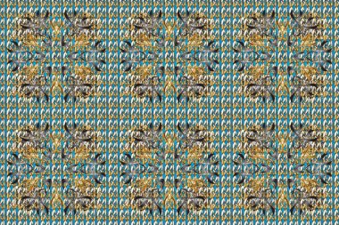 Doğum günü kartı, davetiye ya da afiş için iyidir. Raster illüstrasyonu. Altın maviye, gri ve kahverengi renklere. Kusursuz ortaçağ çiçek deseni. Dekoratif simetri arabesk.