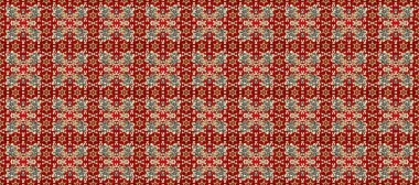 Kırmızı, bej ve kahverengi renklerde altın tekrarlayan elementlerle soyut arkaplan. Kusursuz oryantal klasik altın desen.