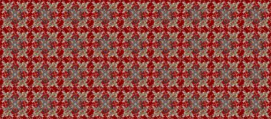 Kusursuz klasik raster kırmızı, gri, kahverengi ve altın desenli. Geleneksel oryantasyon süsü. Klasik vintage arkaplan.