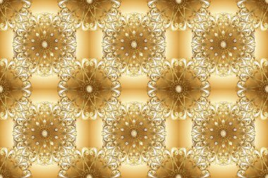 Klasik raster sarısı, kusursuz desen. Çiçek süsü kumaş deseni, cam, çiçek desenli metal kahverengi ve bej renkli altın elementler..