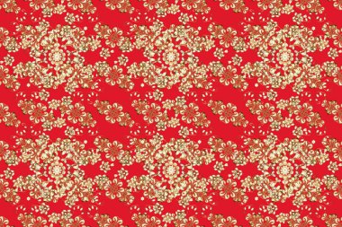 Şam, tasarım için kusursuz desen. Bej, turuncu ve kırmızı renklerde, altın elementlerle pürüzsüz bir desen..