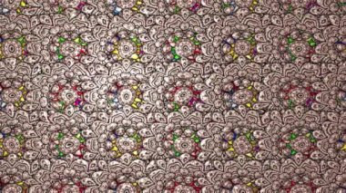 Renkli unsurlarla hareketli arka plan görüntüleri. Çiçekler. Eski model. Bayrak tarzı. Video kaydı. Şablon. Döngü. Kusursuz..