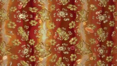 Renkli unsurlarla hareketli arka plan görüntüleri. Çiçekler. Eski model. Bayrak tarzı. Video kaydı. Şablon. Döngü. Kusursuz..