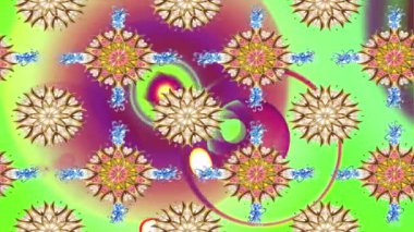 Renkli unsurlarla hareketli arka plan görüntüleri. Çiçekler. Eski model. Bayrak tarzı. Video kaydı. Şablon. Döngü. Kusursuz..