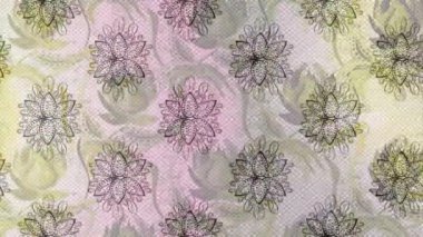 Renkli unsurlarla hareketli arka plan görüntüleri. Çiçekler. Eski model. Bayrak tarzı. Video kaydı. Şablon. Döngü. Kusursuz..