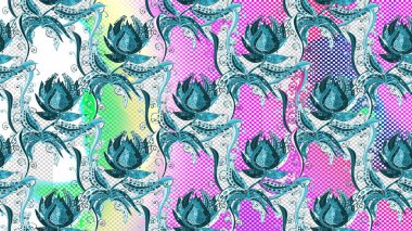 El çiçeği deseni duvar kâğıdı olarak kullanılabilir. Mavi, nötr ve gri renkte çiçekler. Raster illüstrasyonu.