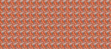 Soyut çiçek desensiz arkaplan. Küçük çiçekteki sevimli çiçek deseni. Raster illüstrasyonu. Raster deseni. Turuncu, gri ve kahverengi renklerde.