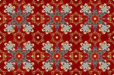 Paisleys zarif çiçek desenli arkaplan duvar kâğıdı çizimi. Klasik stil, güzel 3D çizgili sanat eseri. Kırmızı, kahverengi ve gri desenli çiçek yaprakları ve süslemeleri var..