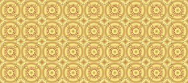 Klasik raster sarısı, kusursuz desen. Sarı, bej ve nötr renklerde altın elementlerle kusursuz desen. Geleneksel oryantasyon süsü. Klasik vintage arkaplan.