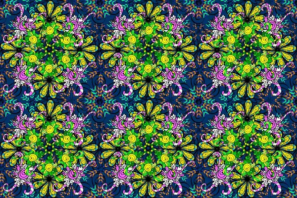 stock image Flat Flower Elements Design. Seamless Chichi fabric pattern. Raster illustration. Flowers pattern. Colour Spring Theme seamless pattern Background.