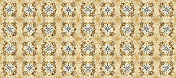 stock image Raster golden pattern on beige, neutral, brown colors. Golden snowflake simple seamless pattern. Abstract wallpaper, wrapping decoration. Symbol of winter, Merry Christmas holiday, Happy New Year 2019