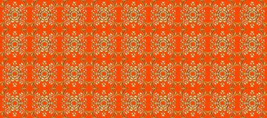 Raster illüstrasyonu. Turuncu, kahverengi ve bej renklerde, altın elementlerle klasik, pürüzsüz desen.