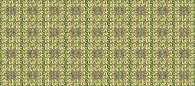 Yeşil, bej ve nötr renklerde altın elementlerle kusursuz desen. Kusursuz altın desen. Raster doğulu süsü.