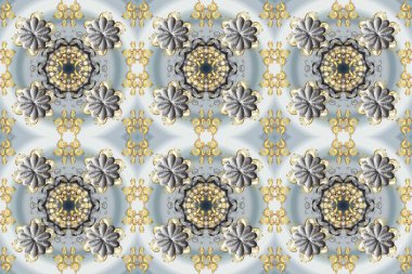 Altın desenli gri, bej ve nötr renklerde altın elementler. Barok tarzında duvar kağıdı tasarımı için kusursuz damaske deseni arkaplanı. Süslü raster dekorasyonu.