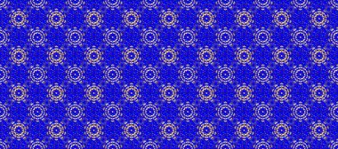 Raster altın desen. Raster illüstrasyonu. Altın elementli kahverengi ve mavi renkler. Kusursuz altın desenli bukleler. Doğu tarzı arabesk.